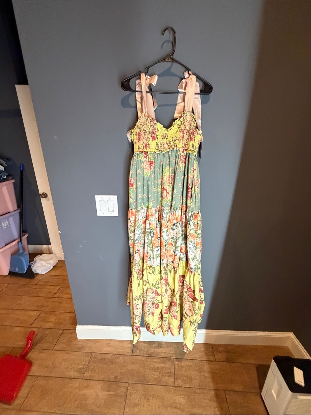 Free People Womens Bluebell Antique Combo Cotton Maxi Dress, Smocked Med - Picture 9 of 11